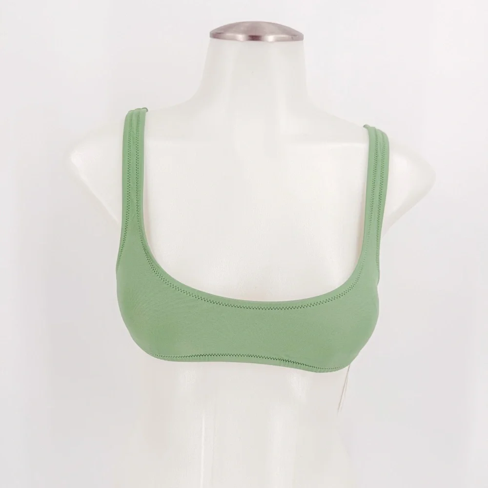 J. Crew Green Bikini Top with Scoop Neckline